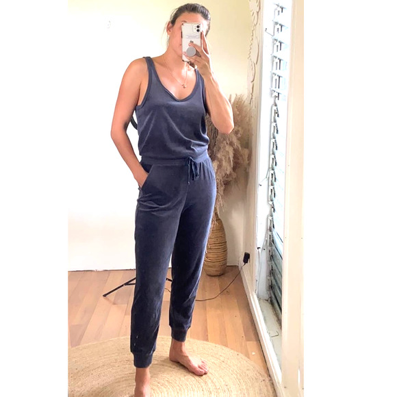 aerie Pants - AE Aerie Velour Tank Jumpsuit Navy Gray size M